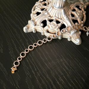 Gold Plated 925 Sterling Silver Dual-Tone Double Lock Dainty Bracelet